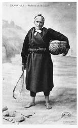Postcard depicting a Prawn Fisherwoman from Granville, Normandy, early twentieth century
